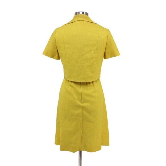 Vintage 50s Bonwit Teller Yellow Tweed Shift Dress with Matching Jacket Size S - Picture 3 of 9